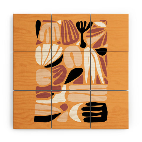 justin shiels Abstract Art Print in Terra Cott Wood Wall Mural