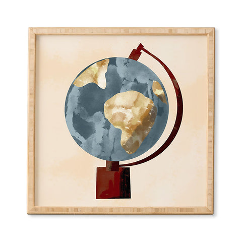 justin shiels Globe Illustration Framed Wall Art