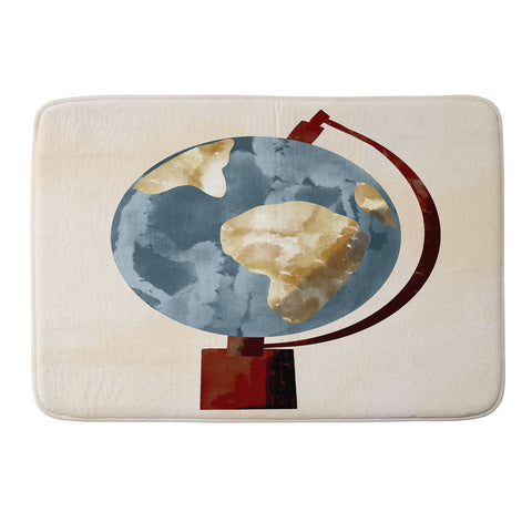 justin shiels Globe Illustration Memory Foam Bath Mat
