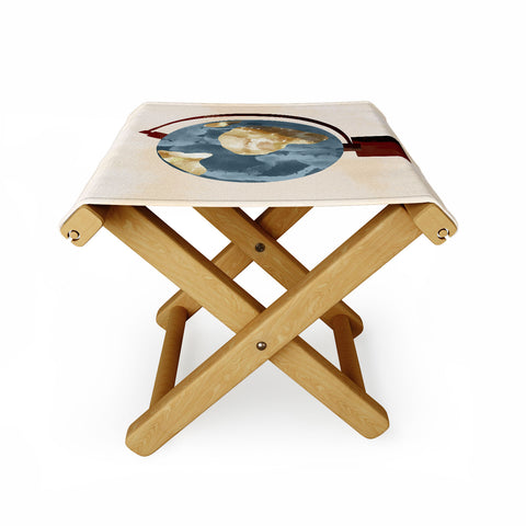 justin shiels Globe Illustration Folding Stool