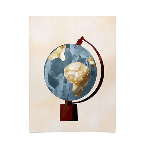 justin shiels Globe Illustration Poster