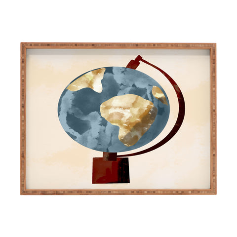 justin shiels Globe Illustration Rectangular Tray