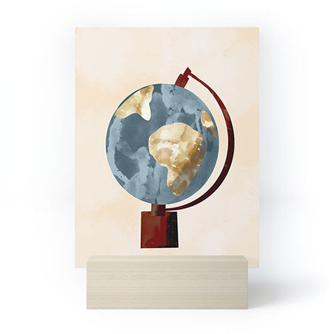 justin shiels Globe Illustration Mini Art Print