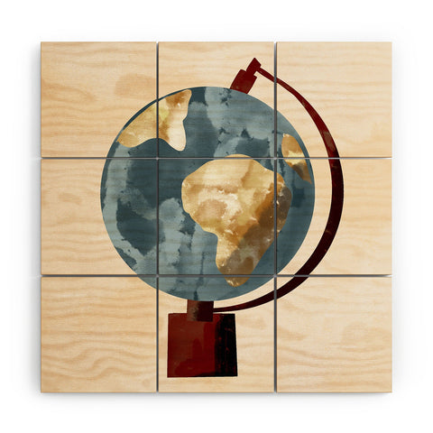 justin shiels Globe Illustration Wood Wall Mural