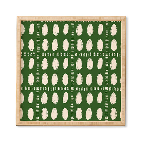 justin shiels Green Boho Quilt Pattern Framed Wall Art
