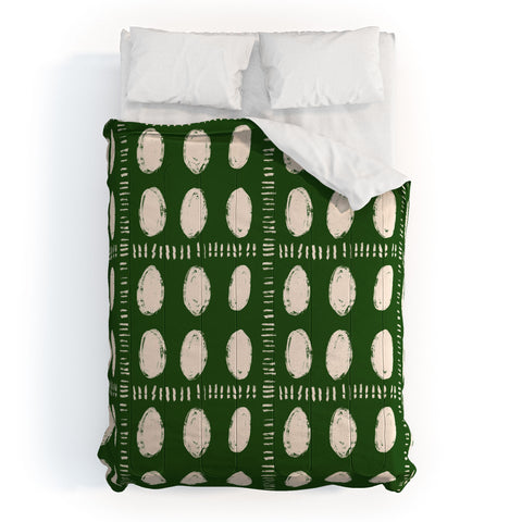 justin shiels Green Boho Quilt Pattern Comforter