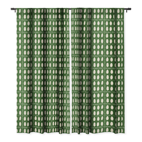 justin shiels Green Boho Quilt Pattern Blackout Window Curtain