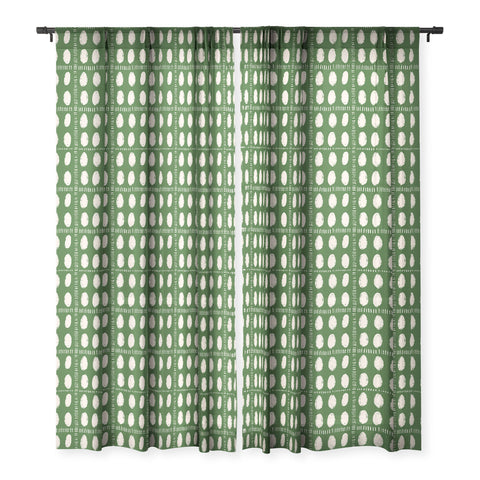 justin shiels Green Boho Quilt Pattern Sheer Window Curtain