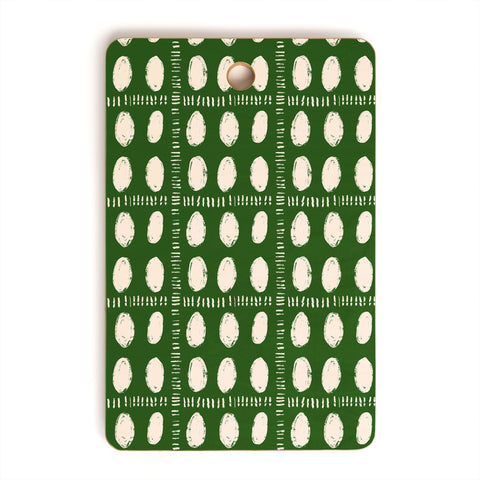 justin shiels Green Boho Quilt Pattern Cutting Board Rectangle