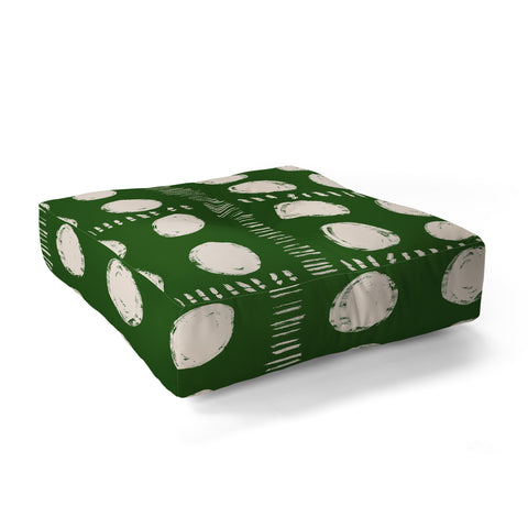 justin shiels Green Boho Quilt Pattern Floor Pillow Square