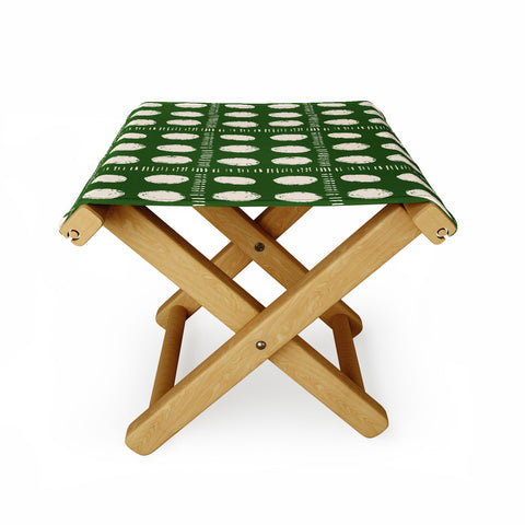 justin shiels Green Boho Quilt Pattern Folding Stool