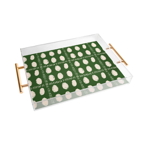 justin shiels Green Boho Quilt Pattern Acrylic Tray