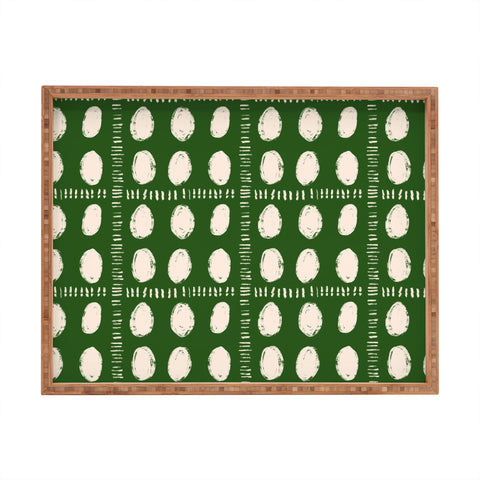 justin shiels Green Boho Quilt Pattern Rectangular Tray