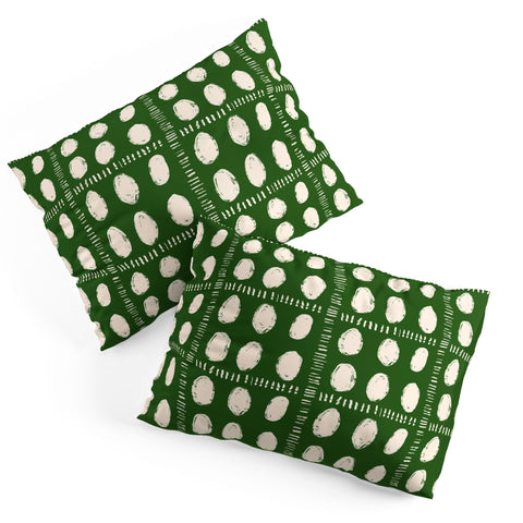 justin shiels Green Boho Quilt Pattern Pillow Shams