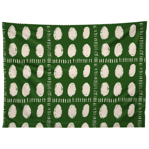 justin shiels Green Boho Quilt Pattern Tapestry