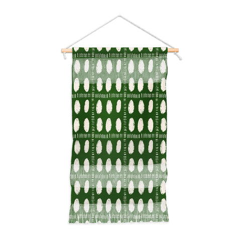 justin shiels Green Boho Quilt Pattern Wall Hanging Portrait