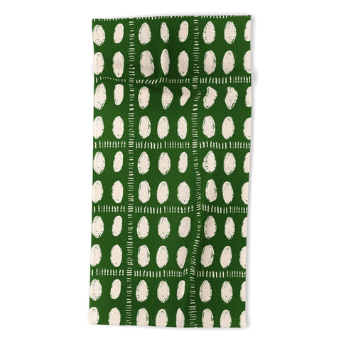 justin shiels Green Boho Quilt Pattern Beach Towel