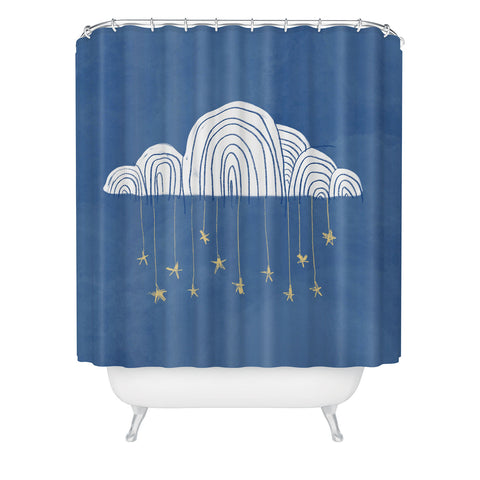 justin shiels Night Sky Childrens Art Shower Curtain