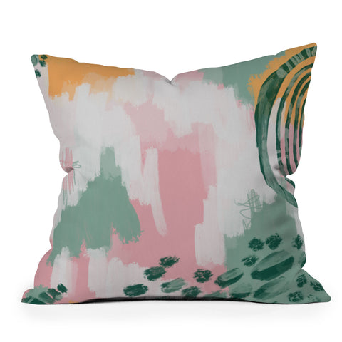 justin shiels Pink In Abstract Outdoor Throw Pillow