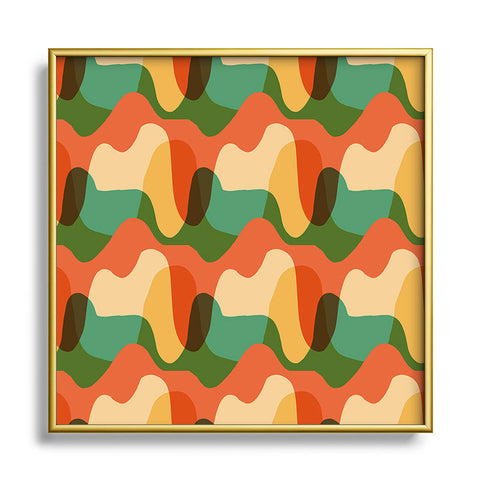 justin shiels Vintage Drip Pattern Square Metal Framed Art Print