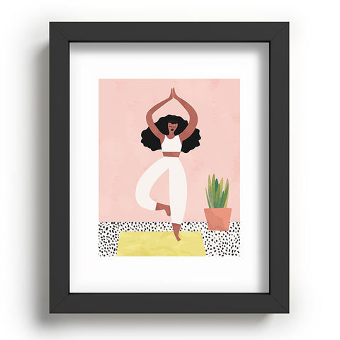 justin shiels Yoga Woman Watercolor with plants Recessed Framing Rectangle