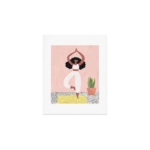 justin shiels Yoga Woman Watercolor with plants Art Print