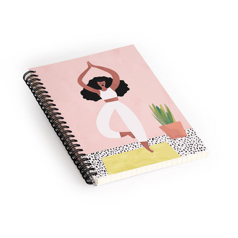 justin shiels Yoga Woman Watercolor with plants Spiral Notebook
