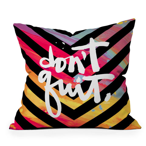 Kal Barteski DONT QUIT chevron Outdoor Throw Pillow