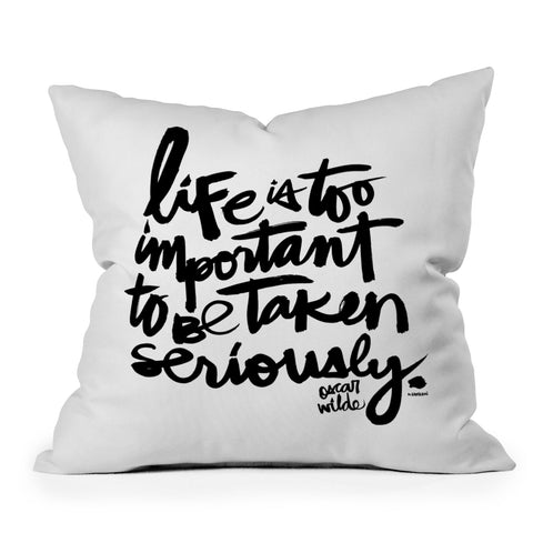 Kal Barteski LIFE IS bw Outdoor Throw Pillow