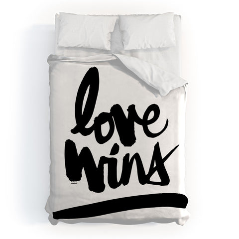 Kal Barteski LOVE WINS black Duvet Cover
