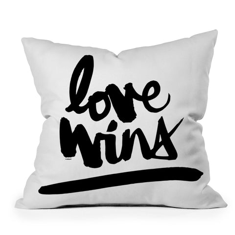 Kal Barteski LOVE WINS black Outdoor Throw Pillow