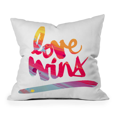Kal Barteski LOVE WINS colour Outdoor Throw Pillow