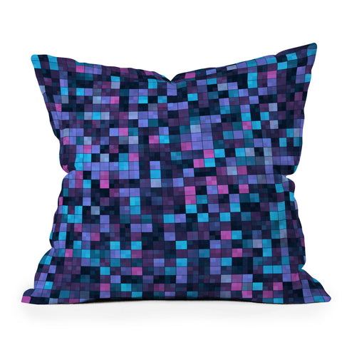 Kaleiope Studio Blue and Pink Squares Outdoor Throw Pillow