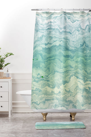 Kaleiope Studio Boho Marbled Gradient Shower Curtain And Mat