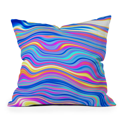 Kaleiope Studio Colorful Vivid Groovy Stripes Outdoor Throw Pillow