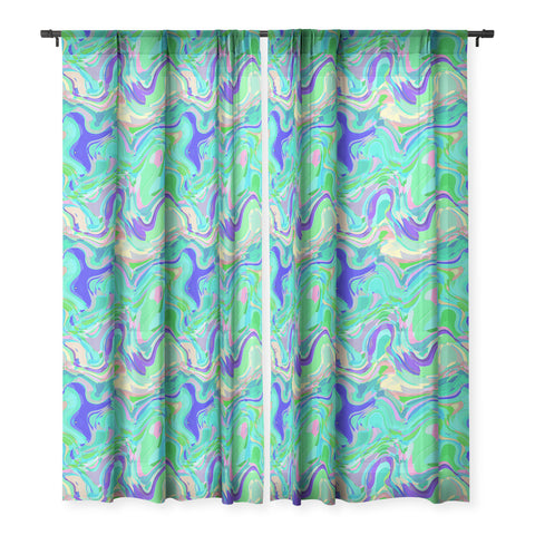 Kaleiope Studio Groovy Swirly Colorful Blobs Sheer Window Curtain