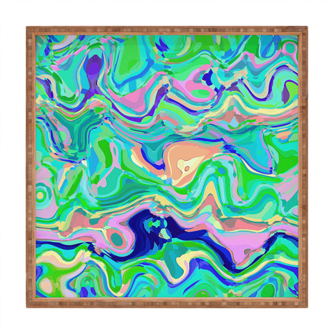 Kaleiope Studio Groovy Swirly Colorful Blobs Square Tray