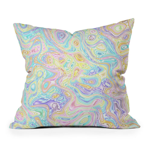 Kaleiope Studio Psychedelic Pastel Swirls Outdoor Throw Pillow