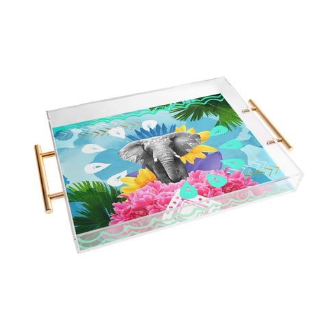 Kangarui Elephant Festival Blue Acrylic Tray