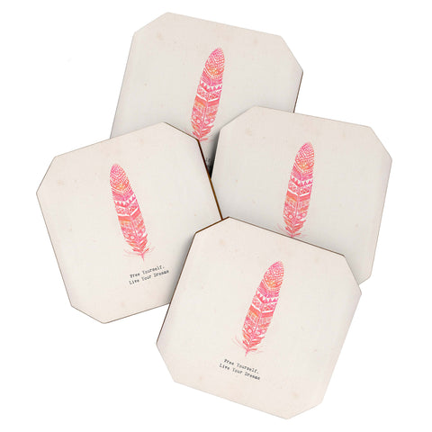 Kangarui Free Yourself Feather Coaster Set