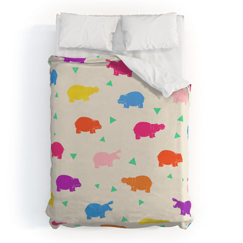 Kangarui Happy Hippo Party Duvet Cover