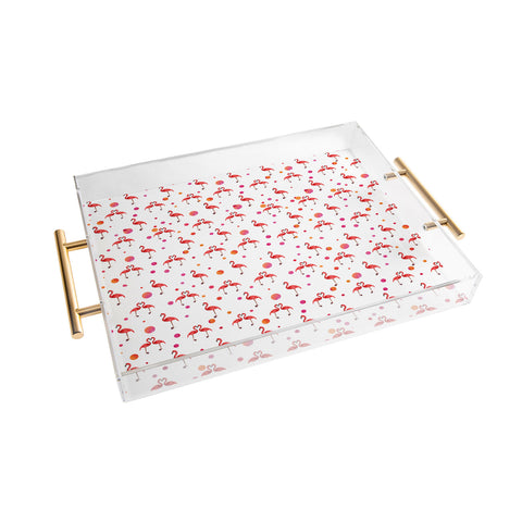 Kangarui Pink Flamingo Pattern Acrylic Tray