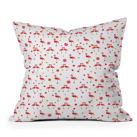 Kangarui Pink Flamingo Pattern Outdoor Throw Pillow