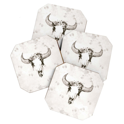 Kangarui Romantic Boho Buffalo III Coaster Set