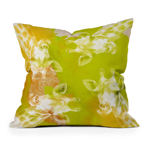 Kangarui Watercolor Giraffe Green Outdoor Throw Pillow