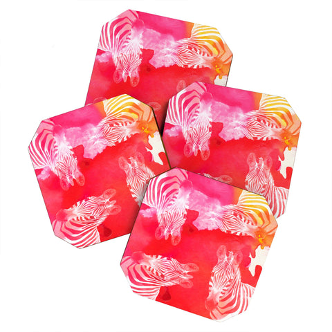 Kangarui Watercolor Zebra Coaster Set