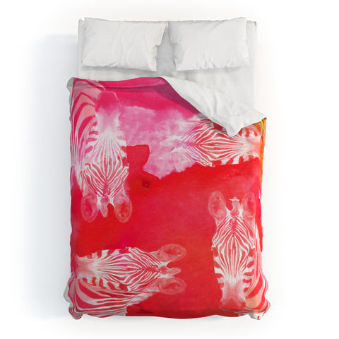 Kangarui Watercolor Zebra Duvet Cover