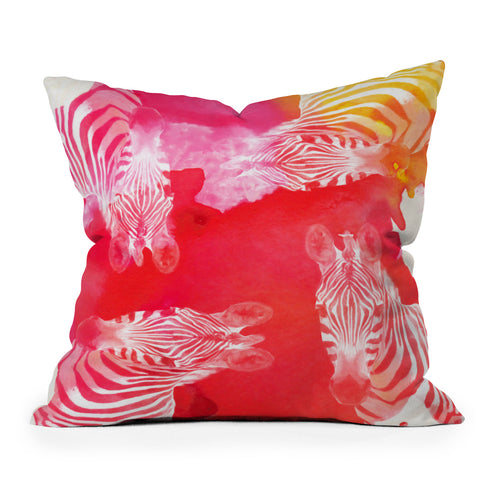 Kangarui Watercolor Zebra Outdoor Throw Pillow