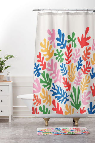 KaranAndCo Matisse Paper Collage I Shower Curtain And Mat