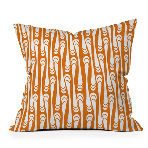 Karen Harris Teardrops White On Orange Outdoor Throw Pillow